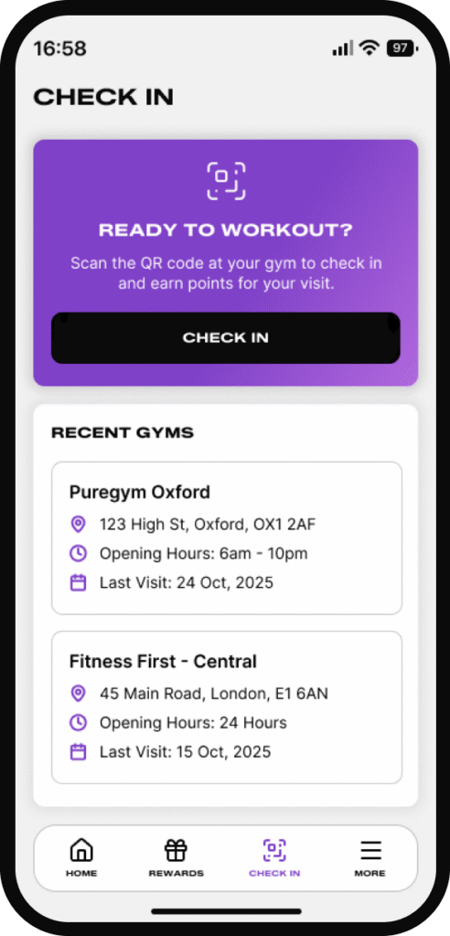 HiiTcentive check-in screen